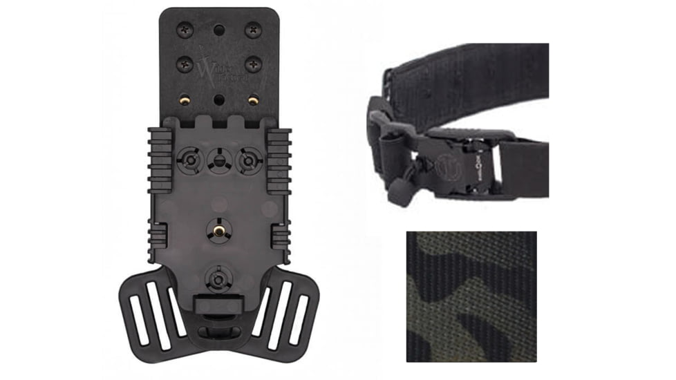 Wilder Tactical Multi Holster Platform w/QLS Receiver / 1in Web Strap, V Buckle, Right, Multicam Black, MHPBKQLSMCB1VUABMC