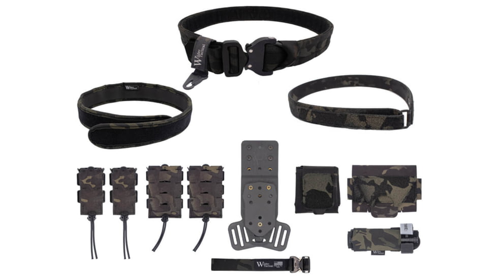 Wilder Tactical Urban Elite Kit w/ 500D Dump Pouch, Left, Multicam Black, 28-32, UEKMCBSM-LH