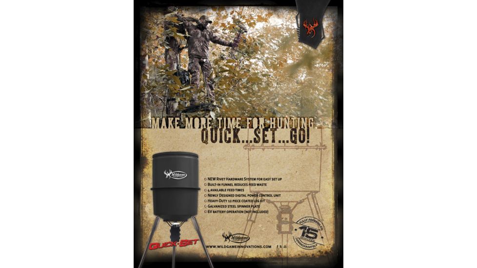 Wildgame Innovations Quick Set Pro 270lb 40 Gal Poly Barrel Feeder w/Digital Timer, OD Green, W270PRO