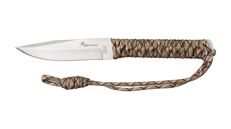 Wildsteer Wild Tech 2 Fixed Knife, SS Blade, Desert camo paracord wrapped handle WSWT2011