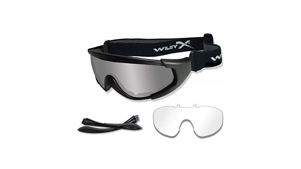 Wiley X CQC Tactical Goggles - Smoke and Clear Lenses, Matte Black Frame