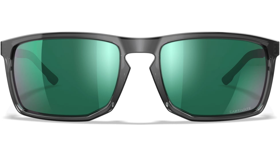 Wiley X Active 6 Axe Captivate Pol Sunglasses, Gloss Crystal Grey, Green Mirror Lens, AC6AXE07