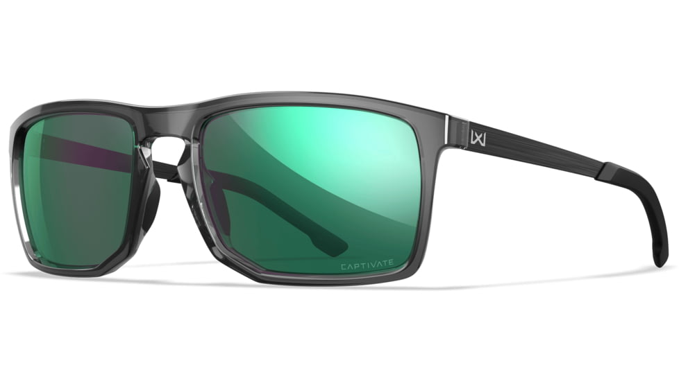 Wiley X Active 6 Axe Captivate Pol Sunglasses, Gloss Crystal Grey, Green Mirror Lens, AC6AXE07