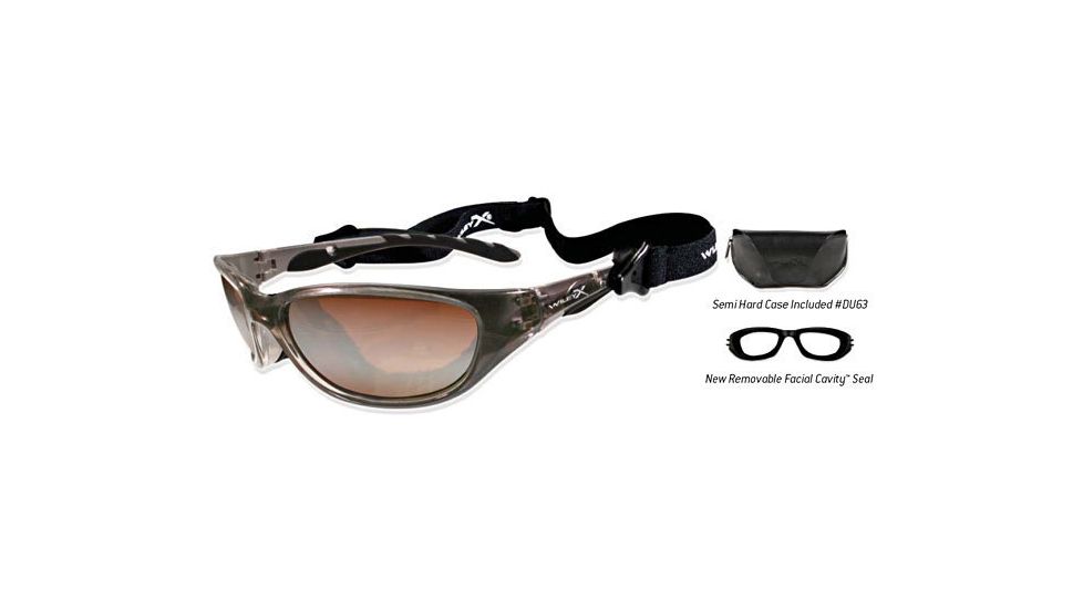 Wiley X AirRage Sunglasses - Crystal Bronze Frame w/ Bronze Flash w/ Crimson Brown Tint Lens 695