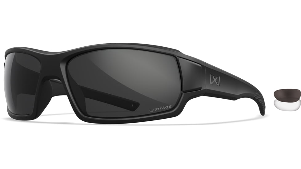 Wiley X Changeable Series Breach 2.5 Sunglasses, Matte Black Frame Gunmetal Logo, Grey Lens, CHBRC02