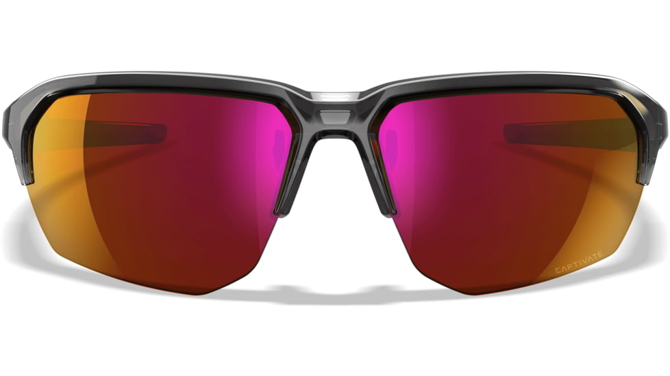 Wiley X Changeable Series Jakl Captivate Non-Pol Sunglasses, Gloss Crystal Grey Frame, Red Mirror Lens, CHJKL06