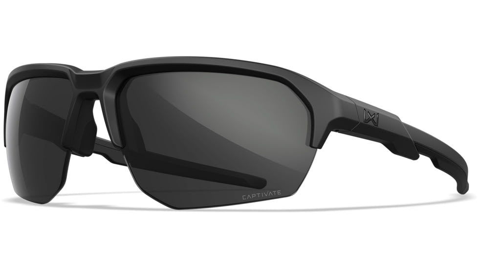 Wiley X Changeable Series Jakl Captivate Non-Pol Sunglasses, Matte Black Frame, Grey Lens, CHJKL02