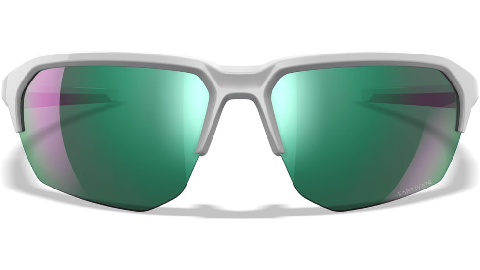Wiley X Changeable Series Jakl Captivate Non-Pol Sunglasses, Polished White Frame, Green Mirror Lens, CHJKL07