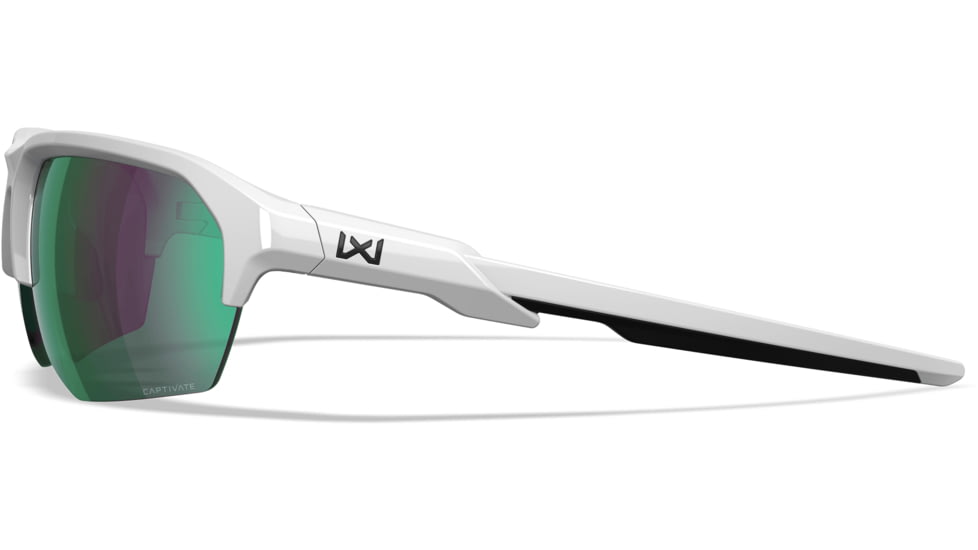 Wiley X Changeable Series Jakl Captivate Non-Pol Sunglasses, Polished White Frame, Green Mirror Lens, CHJKL07
