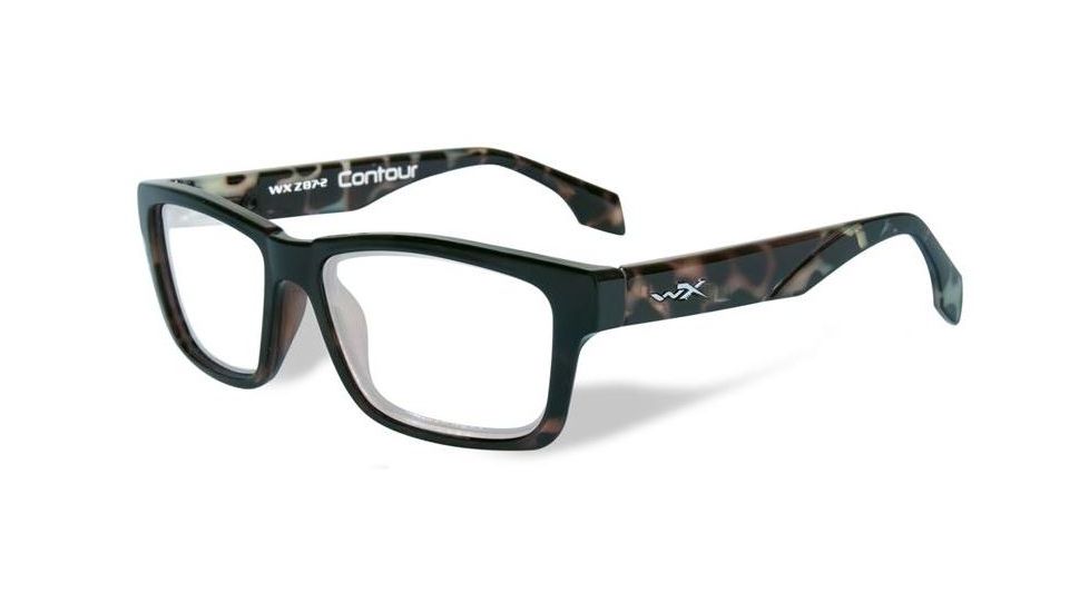 Wiley X WX Contour Eyeglass Frame,Rectangle,Gloss Black Demi WSCON06