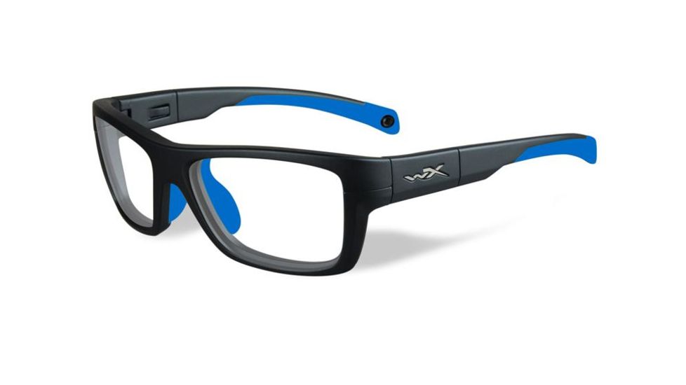 Wiley X Crush Sunglasses, Matte Grey/ Blue Frame/ Clear, YFCRS05