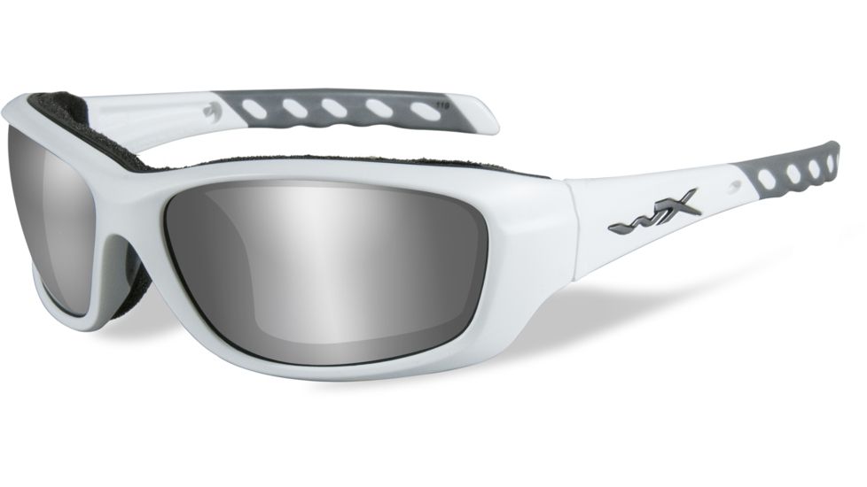 Wiley X WX Gravity Sunglasses - Silver Flash w/Smoke Grey Lens / Matte White Frame, CCGRA02