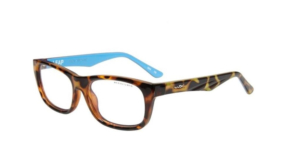 Wiley X Leap Safety Glasses, Brown Demi/ Blue Grotto Frame, No Polarized Lens, YFLEP02
