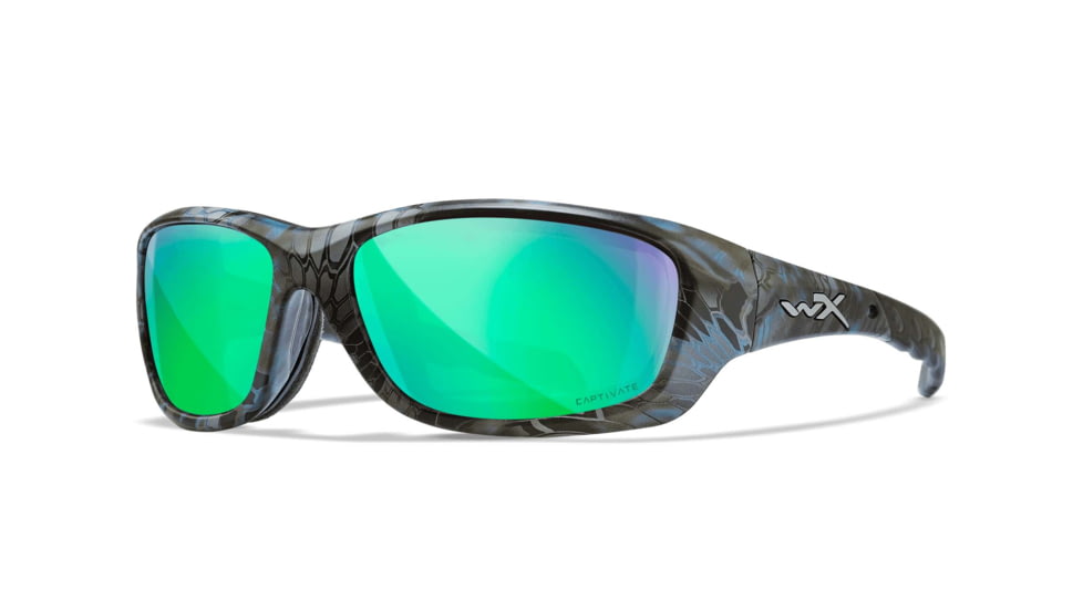 Wiley X Performance Gravity Captivate Pol Sunglasses, Kryptek Neptune Frame, Green Mirror Lens, CCGRA12
