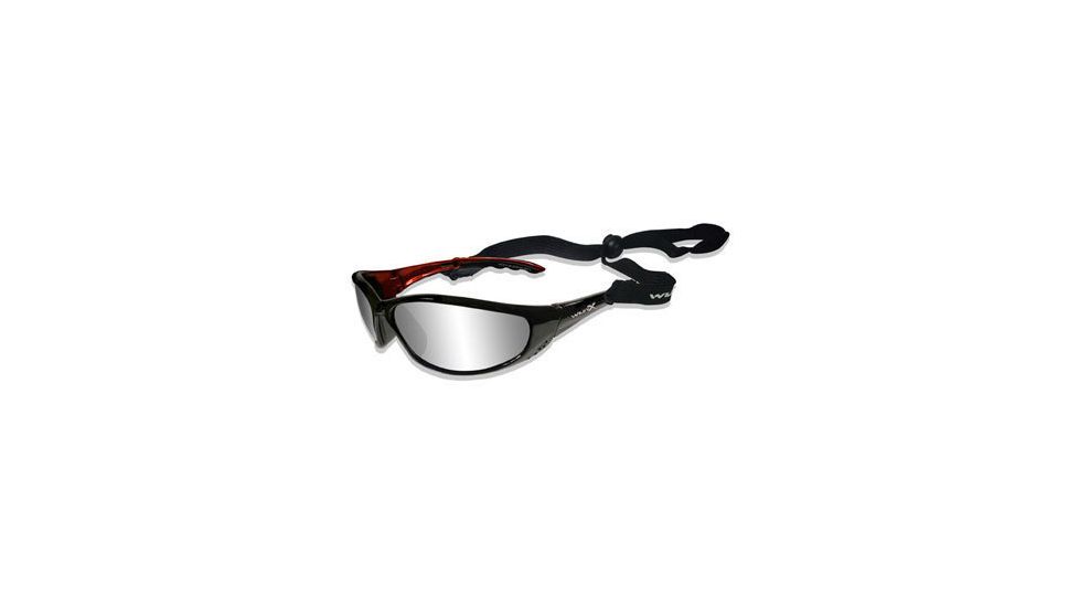 Wiley X P-23 Sunglasses w/ Silver Flash Lens/ Gloss Black with Metallic Orange Frame P-23NP