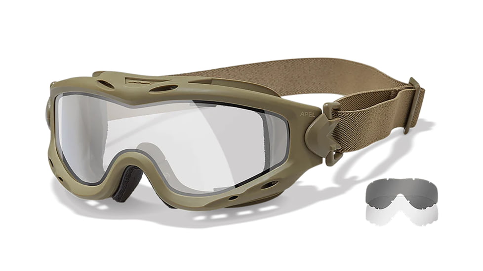 Wiley X SP30DLT Spear Apel Goggles Clear Lens Tan Frame