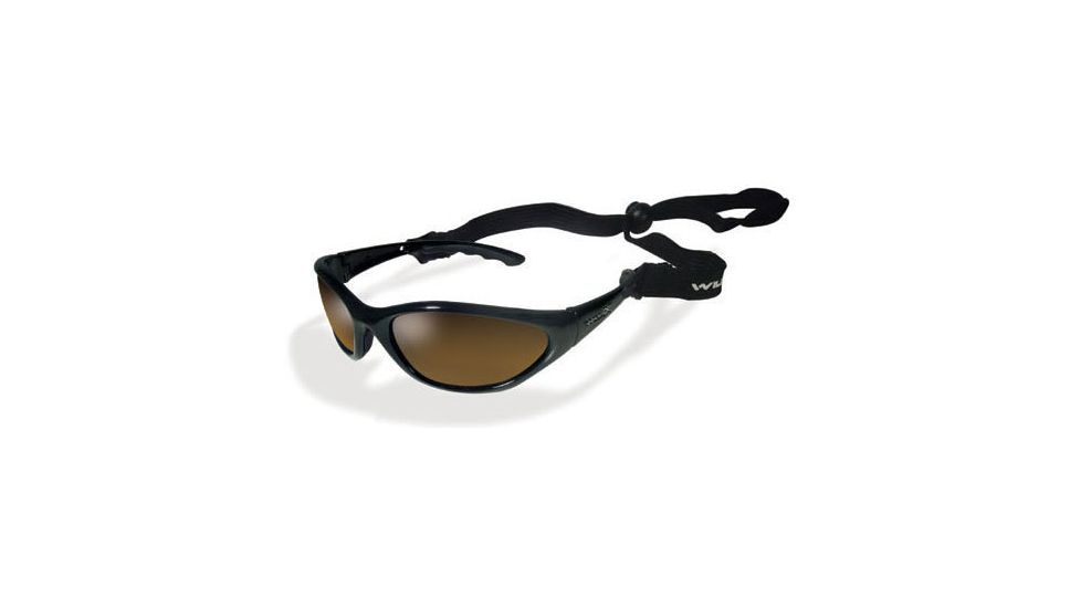 Wiley X P-38 Polarized Bronze Brown / Gloss Black Sunglasses