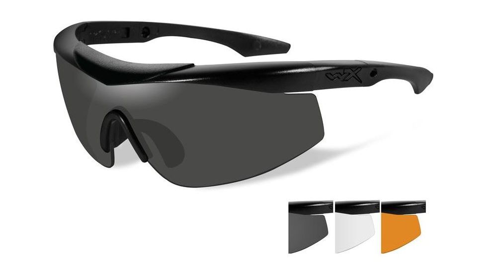 Wiley X Talon Sunglasses - 3 Lens Package, 1 Matte Black Frame w/Smoke Grey,Clear,Light Rust Lens, CHTLN2