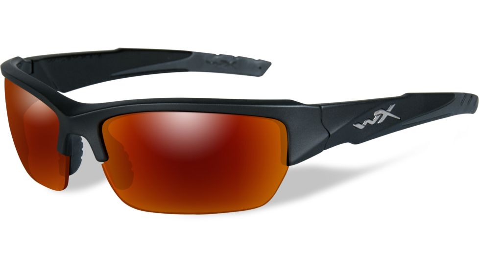 Wiley X WX Valor Sunglasses - Polarized Crimson Mirror w/Smoke Grey Lens / Black 2 Tone Frame, CHVAL05
