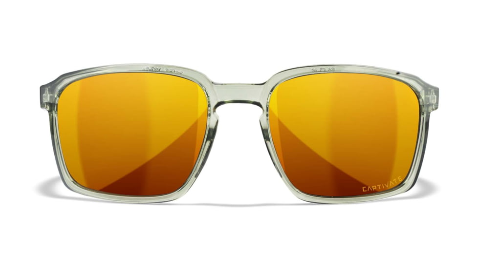 Wiley X WX Alfa Sunglasses, Gloss Crystal Light Olive Frame, Captivate Polarized Bronze Mirror Lens, AC6ALF04