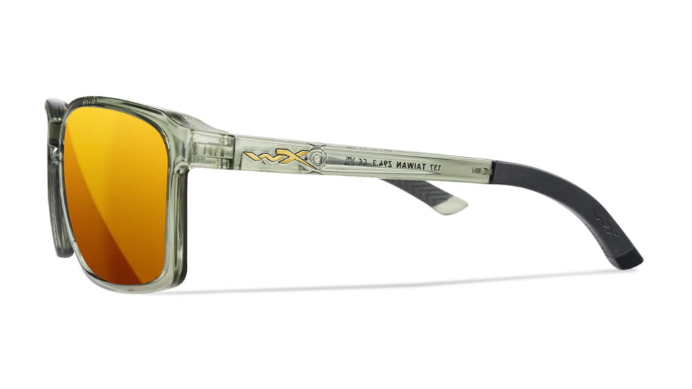 Wiley X WX Alfa Sunglasses, Gloss Crystal Light Olive Frame, Captivate Polarized Bronze Mirror Lens, AC6ALF04