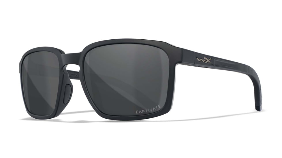 Wiley X WX Alfa Sunglasses, Matte Black Frame, Captivate Polarized Grey Mirror Lens, AC6ALF18