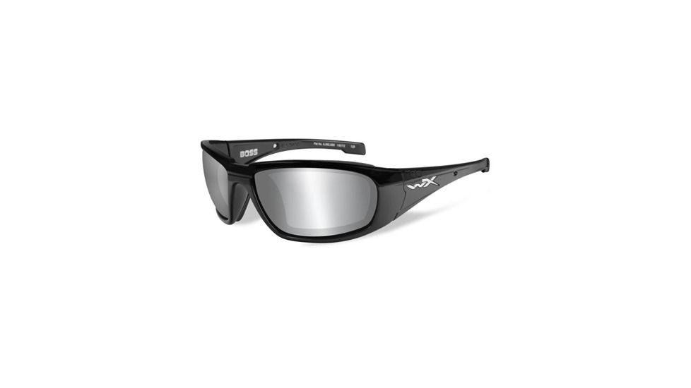 Wiley X WX Boss Sunglasses - Silver Flash w/Smoke Grey / Gloss Black Frame, CCBOS01