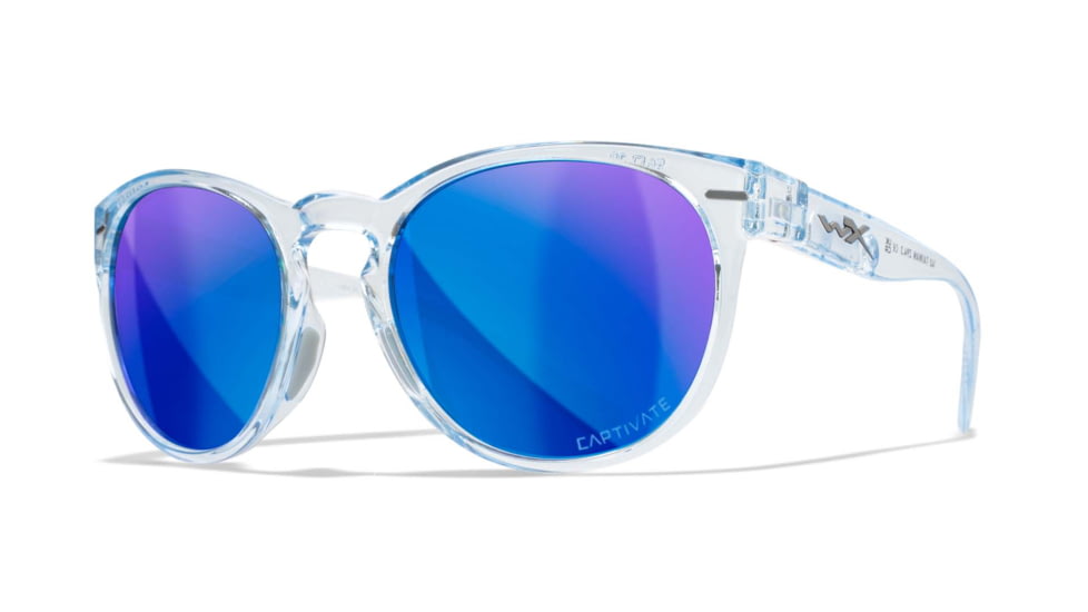 Wiley X WX Covert Sunglasses - Womens, Captivate Polarized Blue Mirror/GLoss Crystal Ligh, AC6CVT09