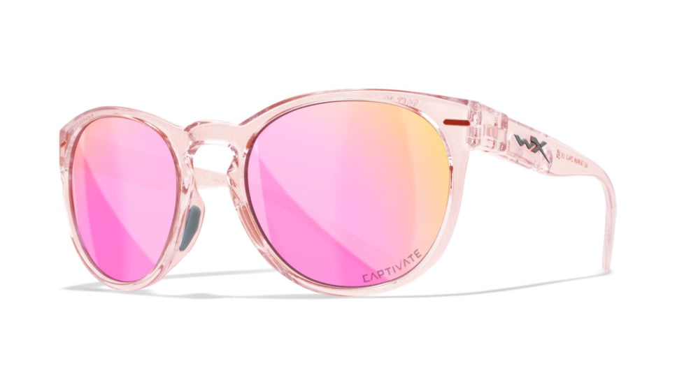 Wiley X WX Covert Sunglasses - Womens, Captivate Polarized Rose Gold Mirror/Gloss Crystal, AC6CVT10