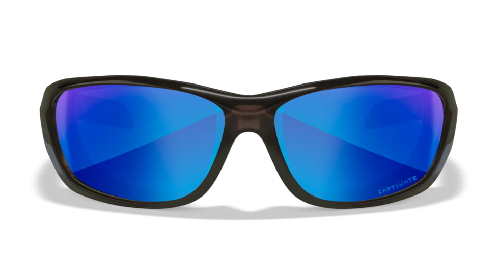 Wiley X WX Gravity Sunglasses, Black Crystal Frame, Captivate Pol Blue Mirror Lenses, CCGRA19