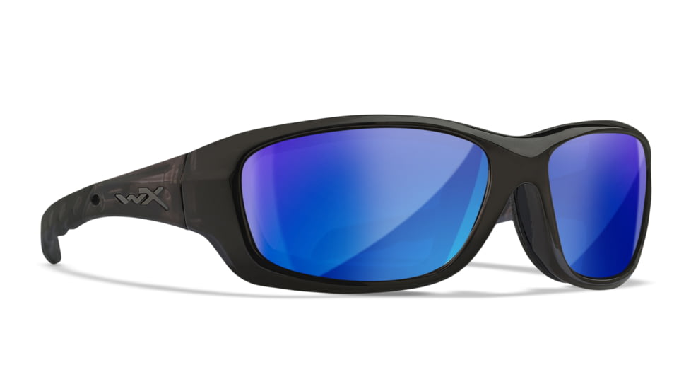 Wiley X WX Gravity Sunglasses, Black Crystal Frame, Captivate Pol Blue Mirror Lenses, CCGRA19