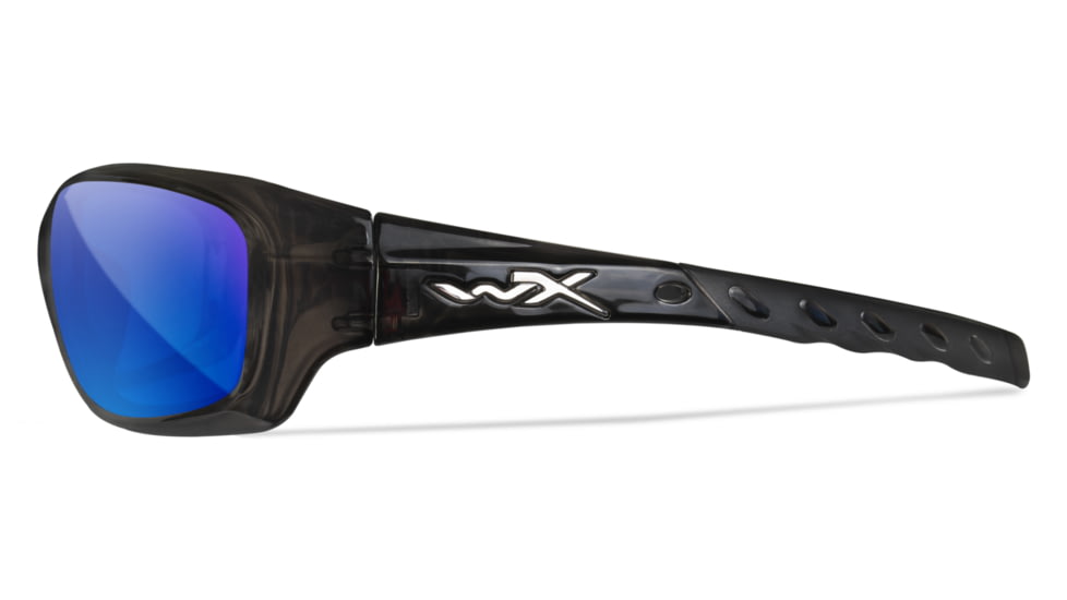 Wiley X WX Gravity Sunglasses, Black Crystal Frame, Captivate Pol Blue Mirror Lenses, CCGRA19