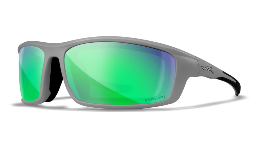Wiley X WX Grid Sunglasses, Captivate Pol Green Mirror Lenses, CCGRDPGM