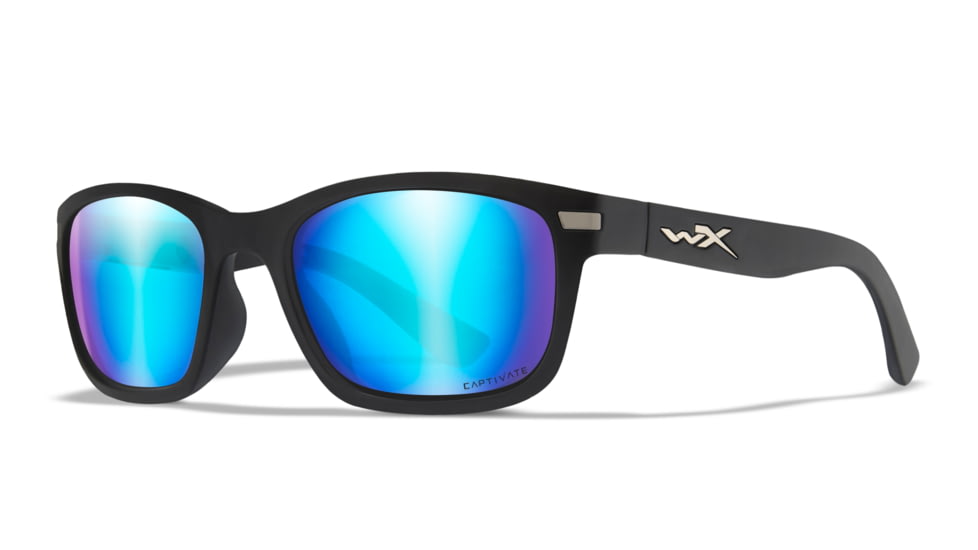 Wiley X WX HELIX Sunglasses, Captivate Polarized Blue Mirror Lens/ Matte Black, AC6HLX09