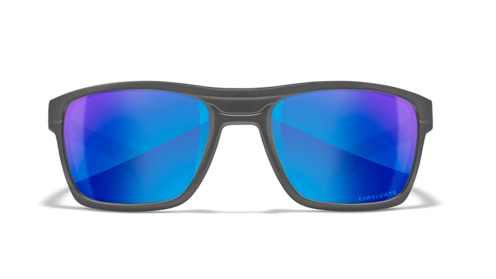Wiley X WX Kingpin Safety Sunglasses, Matte Graphite Frame, Captivate Pol Blue Mirror Lens, ACKNG19