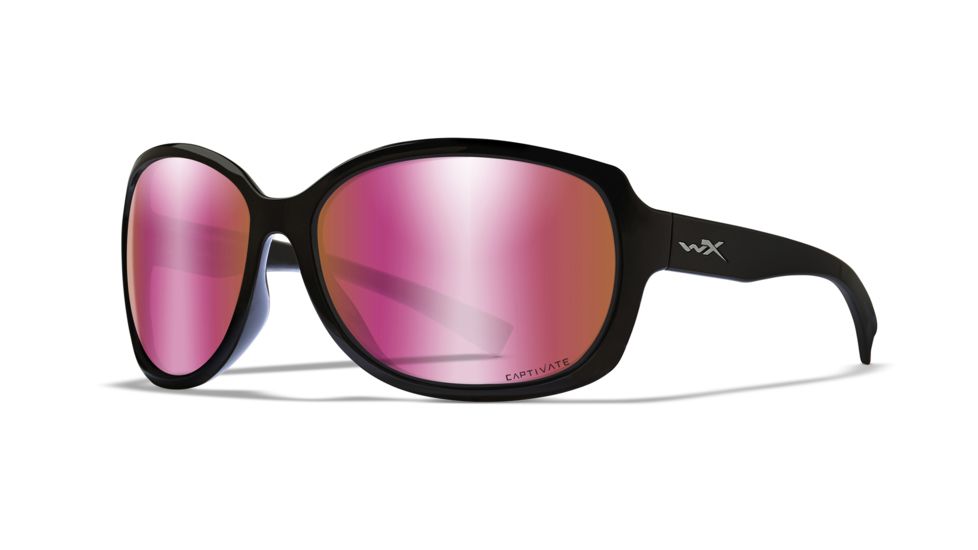 Wiley X WX Mystique - Captivate Polarized Rose Gold Mirror/ Gloss Black Frame,  ACMSQ10