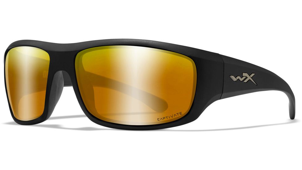 Wiley X WX Omega Sunglasses, Matte Black Frame, Captivate Pol Bronze Mirror Lenses, ACOME04