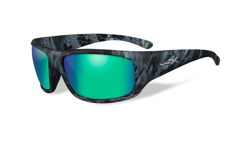 Wiley X WX Omega Sunglasses, Kryptek Neptune Frame, Polarized Emerald Mirror Over Amber Lens Lens, Polarized, ACOME12