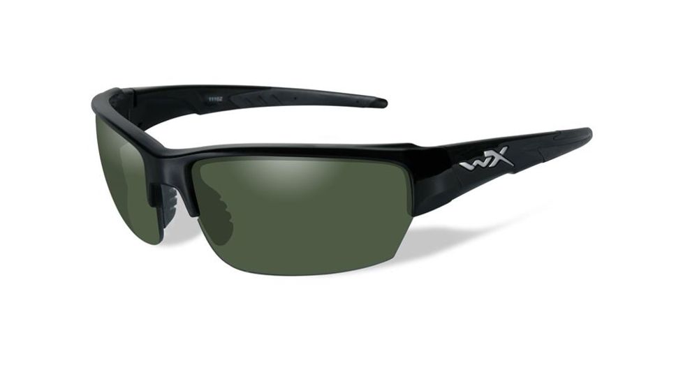 Wiley X WX Saint Sunglasses, Polarized Smoke Green Lens, Gloss Black Frame, CHSAI04