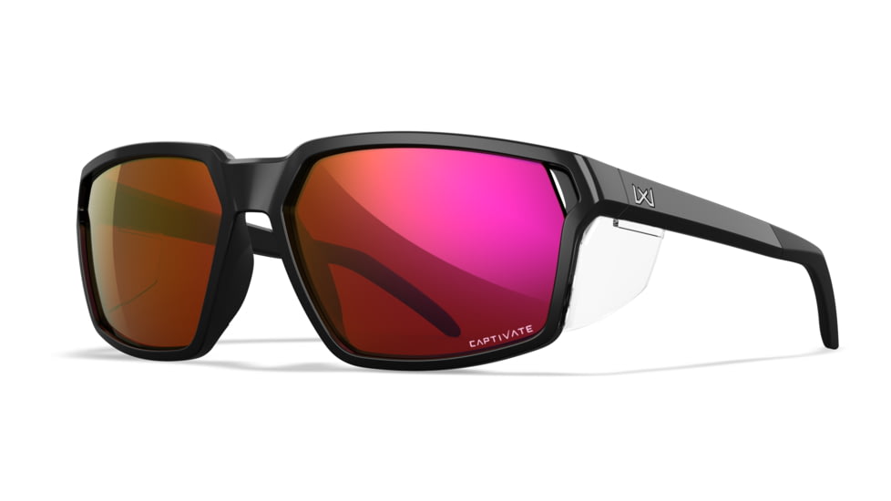 Wiley X WX Sierra Sunglasses, Gloss Black Frame, Sierra Captivate Red Mirror Lens, AC6SRA06
