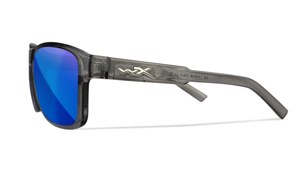 Wiley X WX Trek Sunglasses, Gloss Crystal Dark Grey Frame, Captivate Polarized Blue Mirror Lens, AC6TRK09