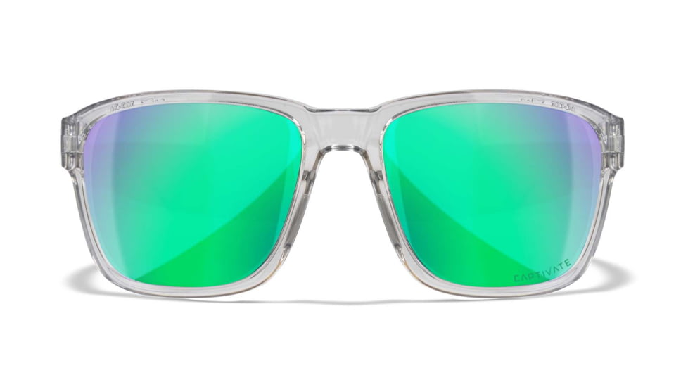Wiley X WX Trek Sunglasses, Gloss Crystal Light Grey Frame, Captivate Polarized Green Mirror Lens, AC6TRK07