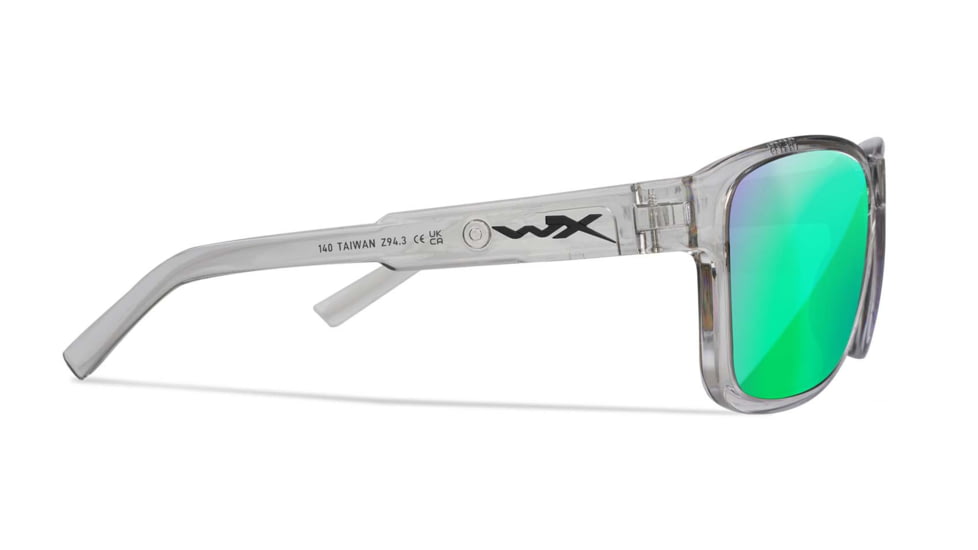 Wiley X WX Trek Sunglasses, Gloss Crystal Light Grey Frame, Captivate Polarized Green Mirror Lens, AC6TRK07