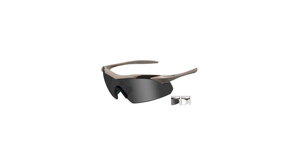 Wiley X Vapor Safety Sunglasses, 2 Lens Package, 1 Tan Frame w/Smoke Grey, Clear Lens, 3511