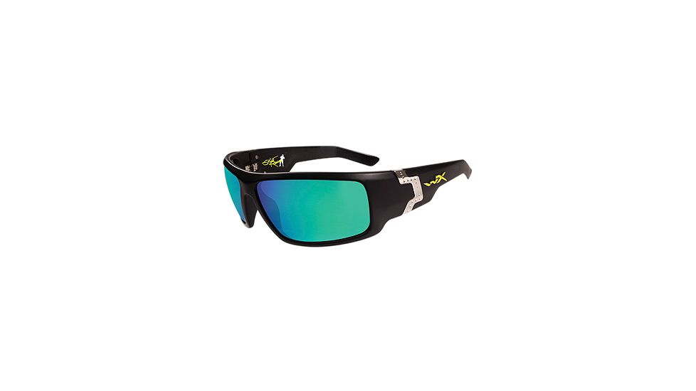 Wiley X Xcess Fishing Sunglasses Emerald Mirror Lenses, Black Frame SSXCE04