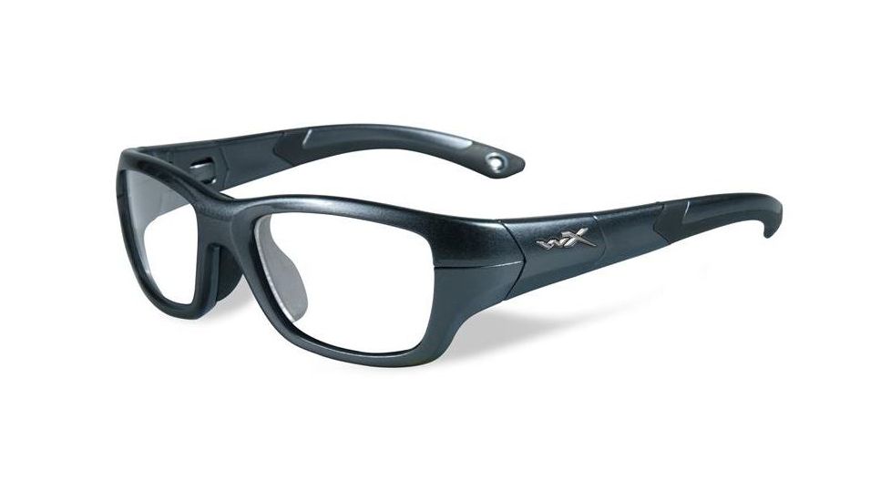 Wiley X Youth Force Flash Sunglasses,Graphite/Black,Clear Lens YFFLA03