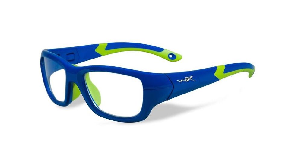 Wiley X Youth Force Flash Sunglasses,Royal Blue/Lime Green,Clear Lens YFFLA02