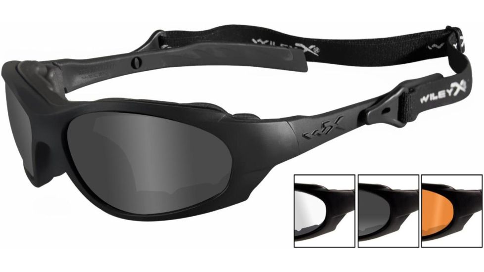 Wiley X Xl-1 Sunglasses - Smoke Gray, Clear, Light Rust Lenses w/ Matte Blk Frame 292