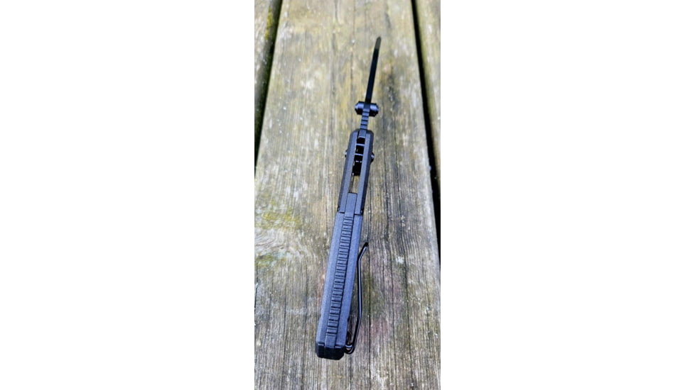 Willumsen Copenhagen Zero7 Midnight Folding Knife, 4.75in Closed, 3.5in Black Stonewash 440C Stainless Tanto Blade, Black Sculpted Polymer Handle, Z723TMD