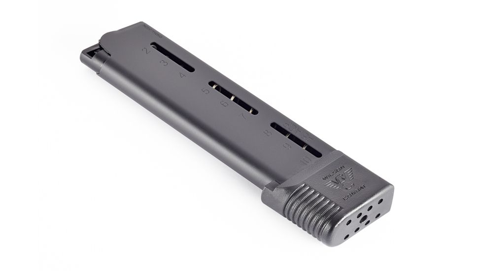 Wilson Combat 1911 Elite Tactical Pistol Magazine, .45 ACP, Full-Size, 10-Round, Wrap Around Base Pad, Black, 500-45FS10B